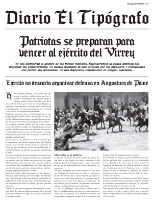 La edición de hoy del Diario El Tipógrafo cuenta la resistencia patriota. 