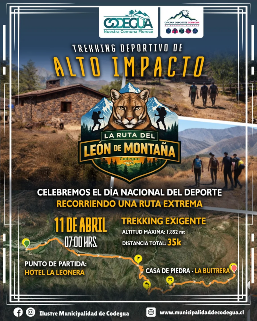 Codegua invita a trekking de alta exigencia por la Ruta del León de Montaña