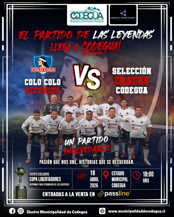 Codegua se prepara para recibir “El partido de las leyendas” con Colo-Colo Histórico