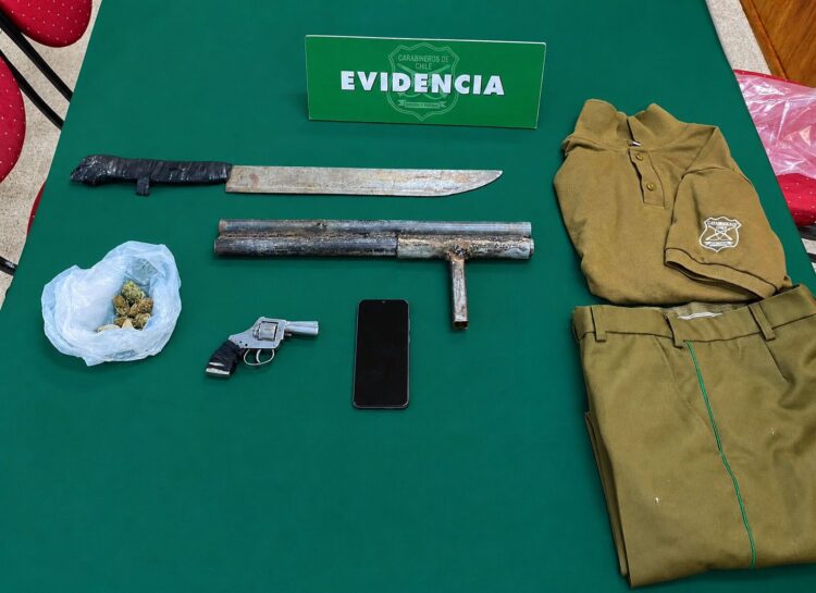 O’Higgins: Tres detenidos por porte de armas, droga y vehículos robados