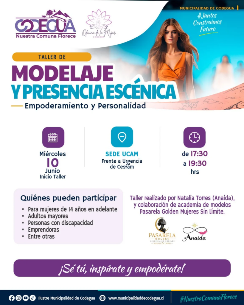 Atención Codegua: Invitan a taller de modelaje y presencia escénica
