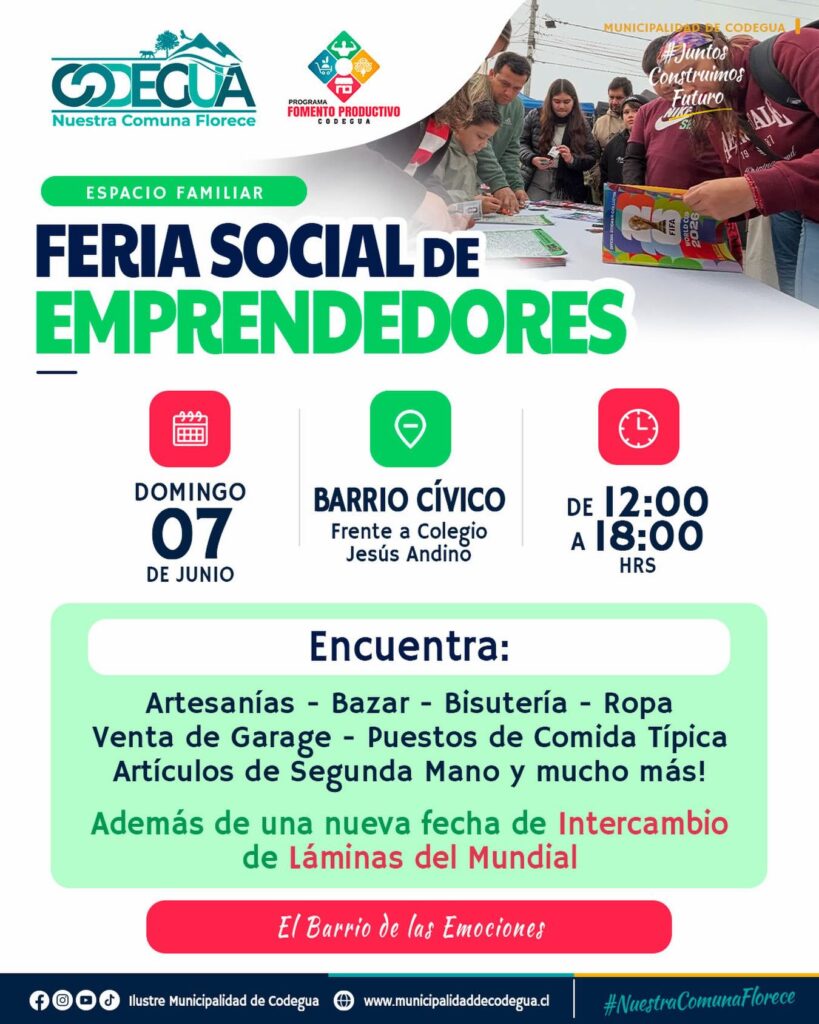 Codegua invita a feria de emprendedores con intercambio de láminas del Mundial