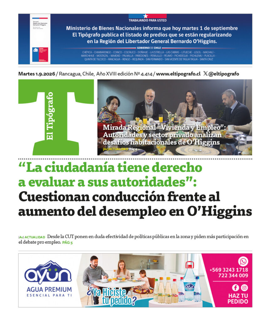 Revisa la edición de El Tipógrafo de este martes 1 de septiembre