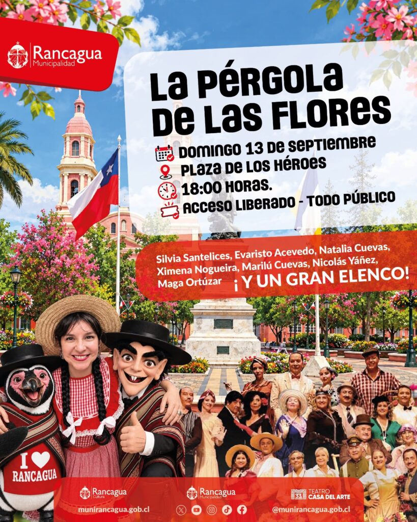Rancagua: La Pérgola de las Flores se presentará Plaza de los Héroes este domingo